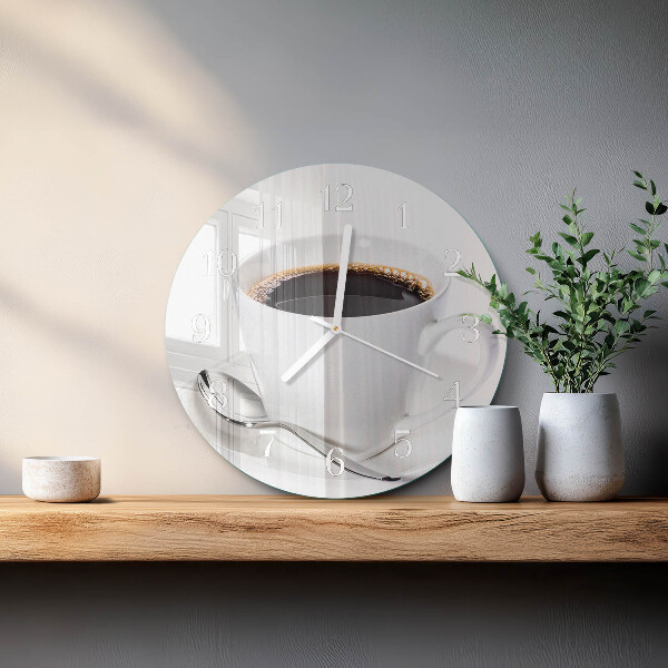 Ceas rotund de perete din sticlă Cafea