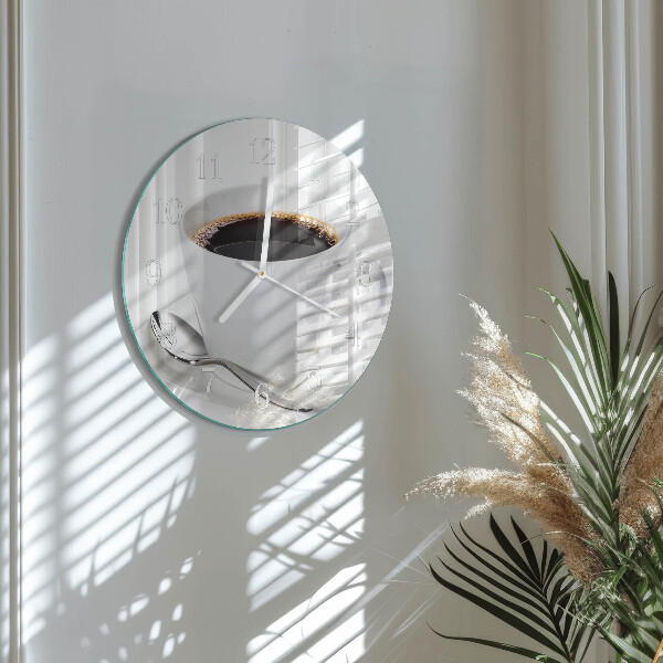 Ceas rotund de perete din sticlă Cafea