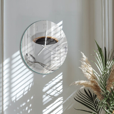 Ceas rotund de perete din sticlă Cafea