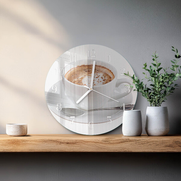 Ceas rotund de perete din sticlă Cafea