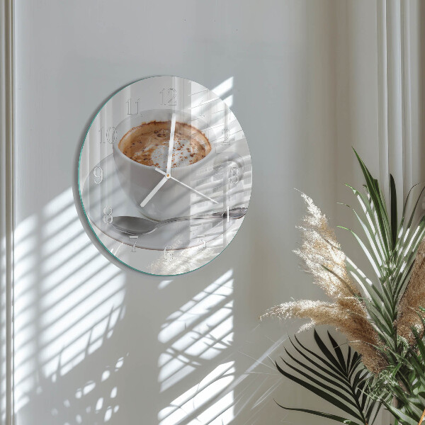 Ceas rotund de perete din sticlă Cafea