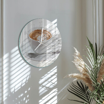 Ceas rotund de perete din sticlă Cafea