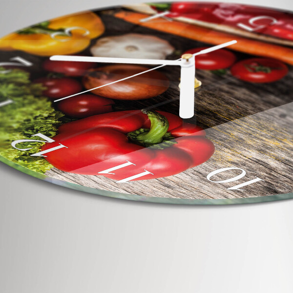 Ceas rotund de perete din sticlă Legume