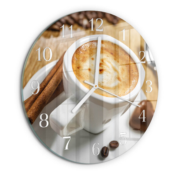 Ceas rotund de perete din sticlă Cafea