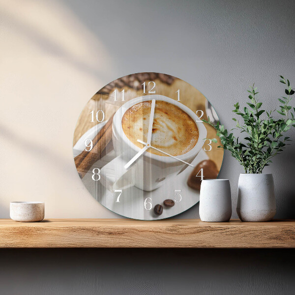 Ceas rotund de perete din sticlă Cafea