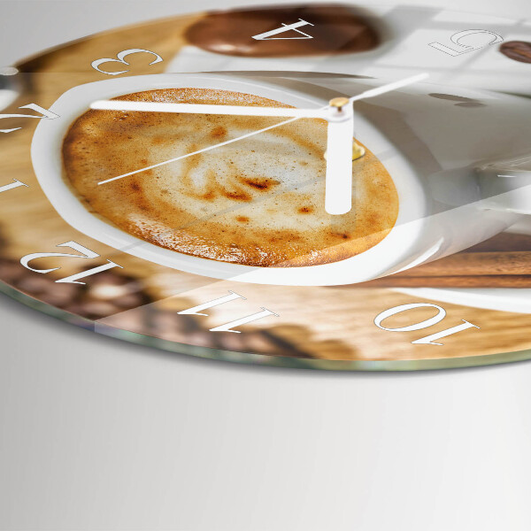 Ceas rotund de perete din sticlă Cafea