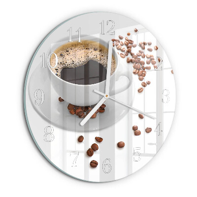 Ceas rotund de perete din sticlă Cafea