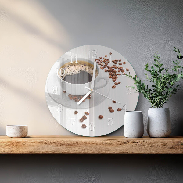 Ceas rotund de perete din sticlă Cafea