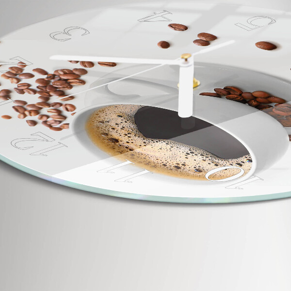 Ceas rotund de perete din sticlă Cafea