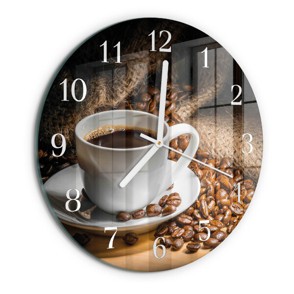 Ceas rotund de perete din sticlă Cafea
