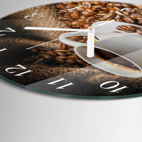 Ceas rotund de perete din sticlă Cafea