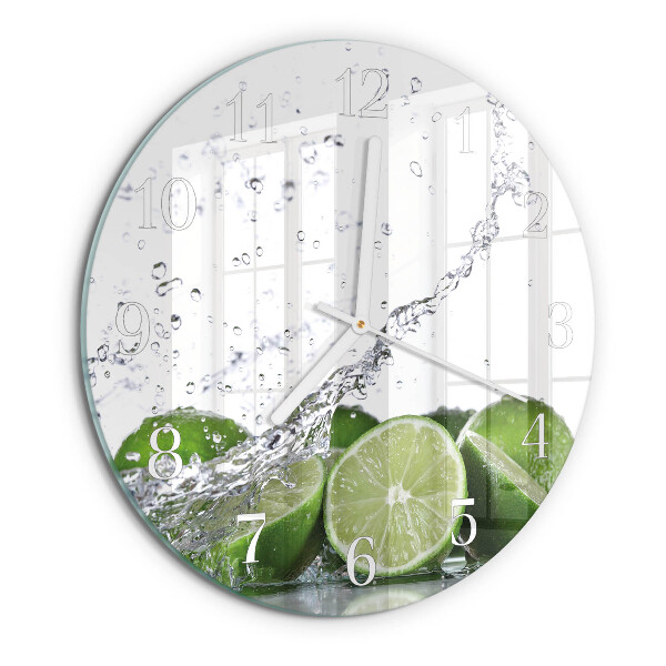 Ceas rotund de perete din sticlă Lime
