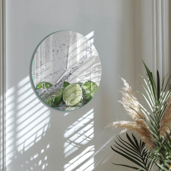 Ceas rotund de perete din sticlă Lime