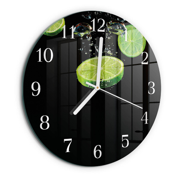Ceas rotund de perete din sticlă Lime