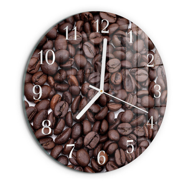 Ceas rotund de perete din sticlă Boabe de cafea