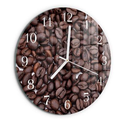 Ceas rotund de perete din sticlă Boabe de cafea