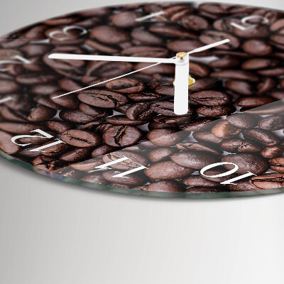 Ceas rotund de perete din sticlă Boabe de cafea