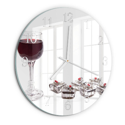 Ceas rotund de perete din sticlă Pahar de vin
