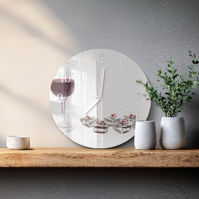 Ceas rotund de perete din sticlă Pahar de vin