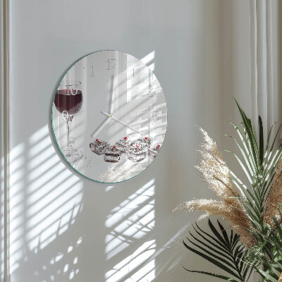 Ceas rotund de perete din sticlă Pahar de vin