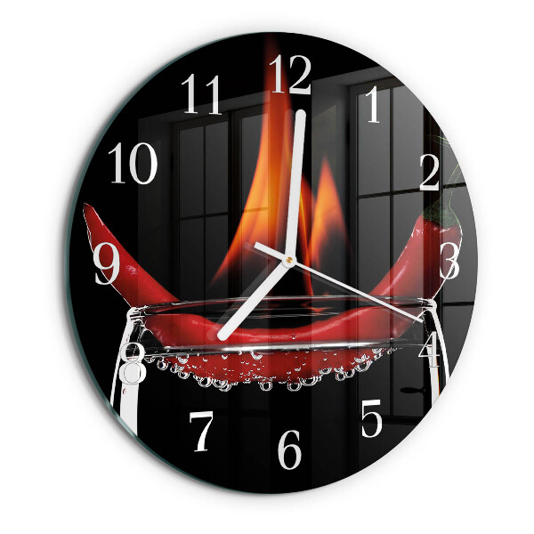 Ceas rotund de perete din sticlă Chili Fire