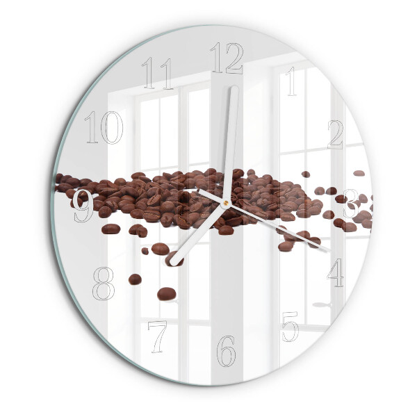 Ceas rotund de perete din sticlă Boabe de cafea