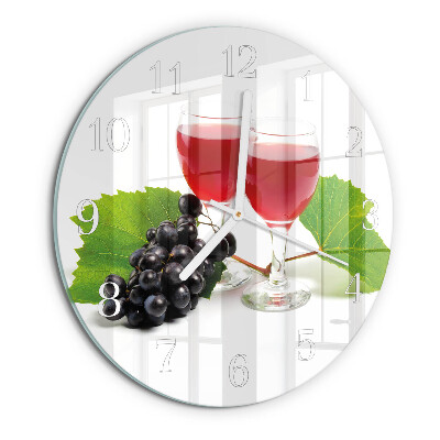 Ceas rotund de perete din sticlă Struguri pentru vin