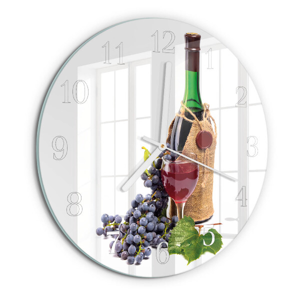 Ceas rotund de perete din sticlă Struguri pentru vin