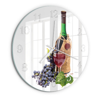 Ceas rotund de perete din sticlă Struguri pentru vin