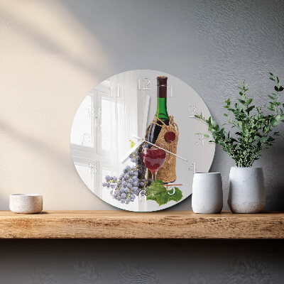 Ceas rotund de perete din sticlă Struguri pentru vin