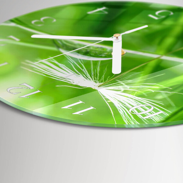 Ceas rotund de perete din sticlă Iarbă