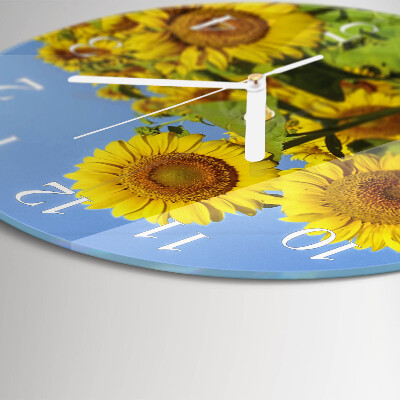 Ceas rotund de perete din sticlă Floarea-soarelui