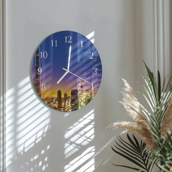 Ceas rotund de perete din sticlă Orizont Dubai