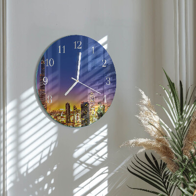 Ceas rotund de perete din sticlă Orizont Dubai