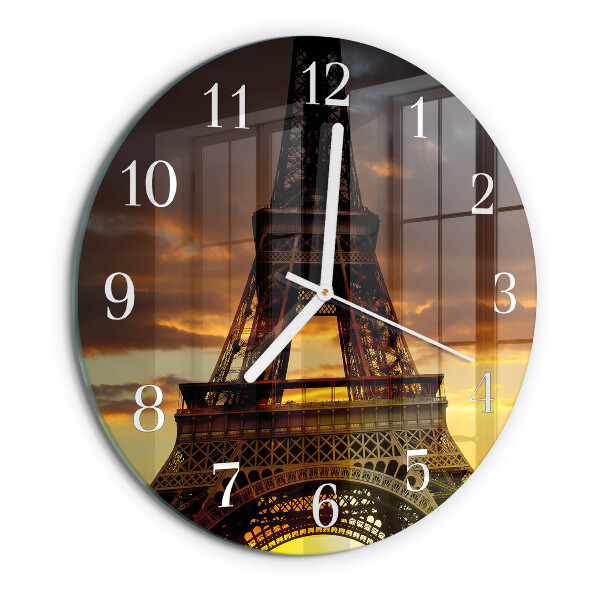 Ceas rotund de perete din sticlă Turnul Eiffel din Paris