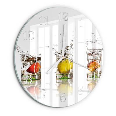 Ceas rotund de perete din sticlă Pahare de fructe