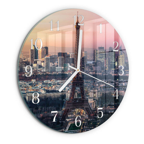 Ceas rotund de perete din sticlă Turnul Eiffel din Paris