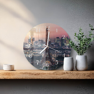 Ceas rotund de perete din sticlă Turnul Eiffel din Paris