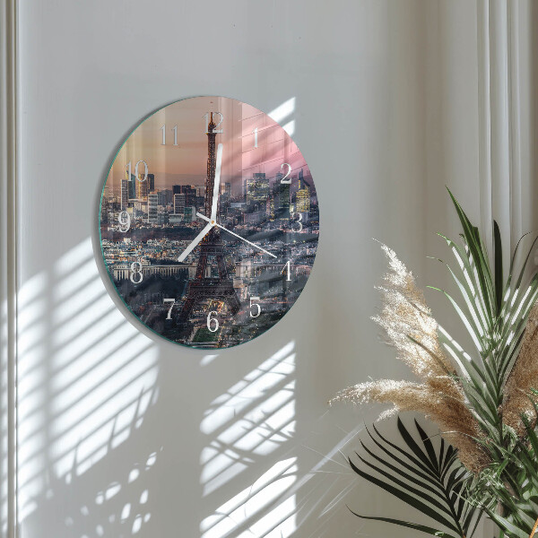Ceas rotund de perete din sticlă Turnul Eiffel din Paris