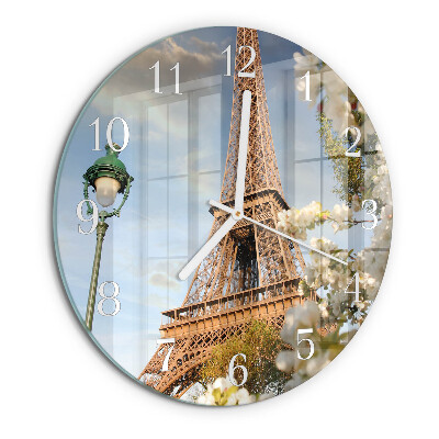 Ceas rotund de perete din sticlă Turnul Eiffel din Paris