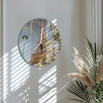 Ceas rotund de perete din sticlă Turnul Eiffel din Paris