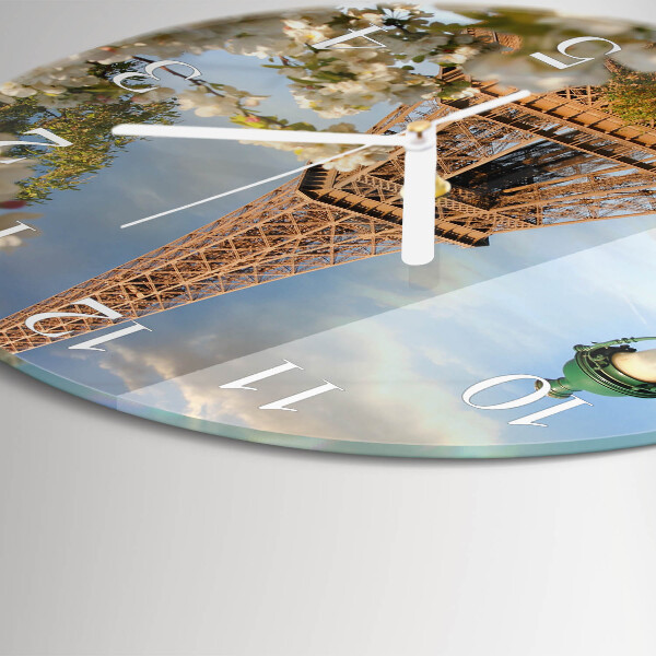 Ceas rotund de perete din sticlă Turnul Eiffel din Paris