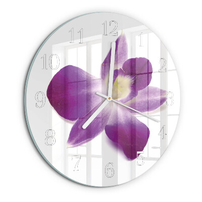 Ceas rotund de perete din sticlă Floare de orhidee