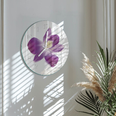 Ceas rotund de perete din sticlă Floare de orhidee