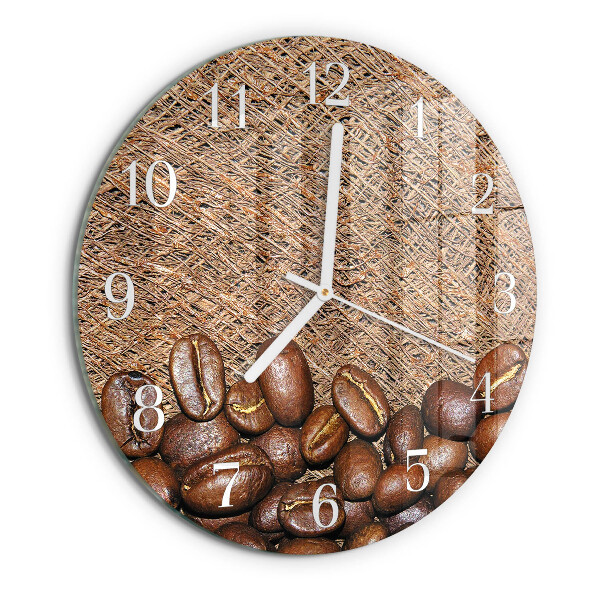 Ceas rotund de perete din sticlă Boabe de cafea
