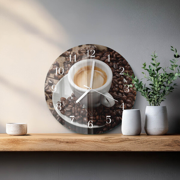 Ceas rotund de perete din sticlă Ceașcă de cafea