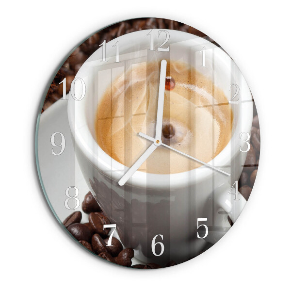 Ceas rotund de perete din sticlă Ceașcă de cafea