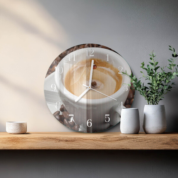 Ceas rotund de perete din sticlă Ceașcă de cafea