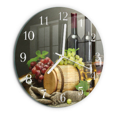 Ceas rotund de perete din sticlă Struguri pentru vin