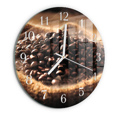 Ceas rotund de perete din sticlă Boabe de cafea